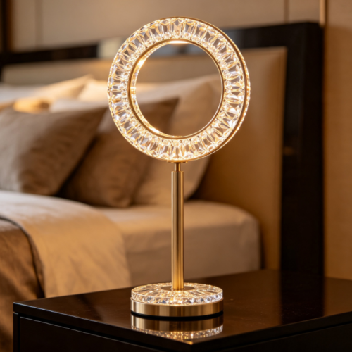 Affordable Luxury Gold-Plated Crystal Ring Sleep Lamp – Premium Bedroom Bedside Ambient Light