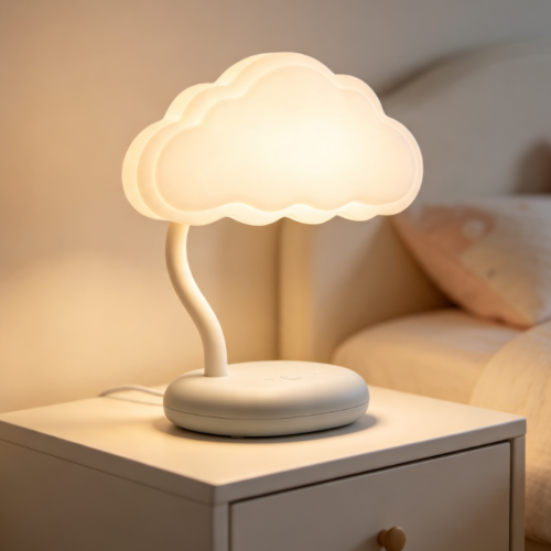 Soothing Cloud Silicone Sleep Lamp – Flexible Gooseneck Bedside Mood Light for Kids & Adults
