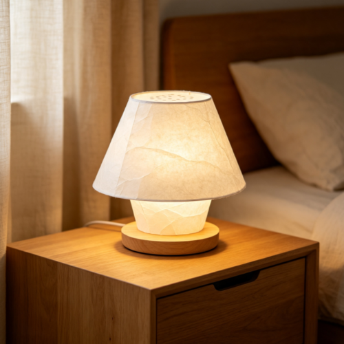 Solid Wood & Pleated Paper Sleep Lamp – Vintage, Soothing Bedside Mood Light
